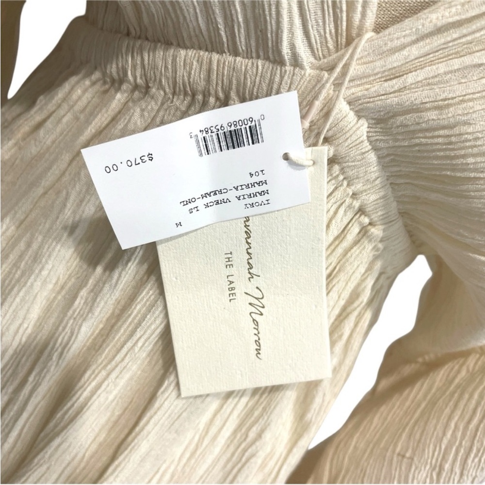 Cream Pleated Maxi Dress with Bishop Sleeves for Bride